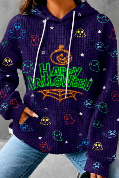 Unisex Fall Clothing Halloween Waffle Knit Graphic Hoodie