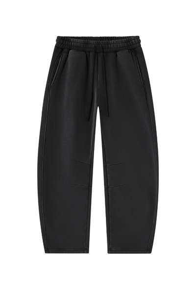 Unisex Fall Clothing Fleece-Lined Curved Wide-Leg Pants