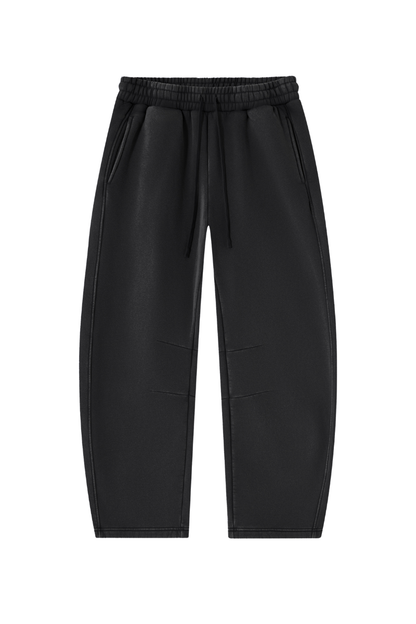 Unisex Fall Clothing Fleece-Lined Curved Wide-Leg Pants