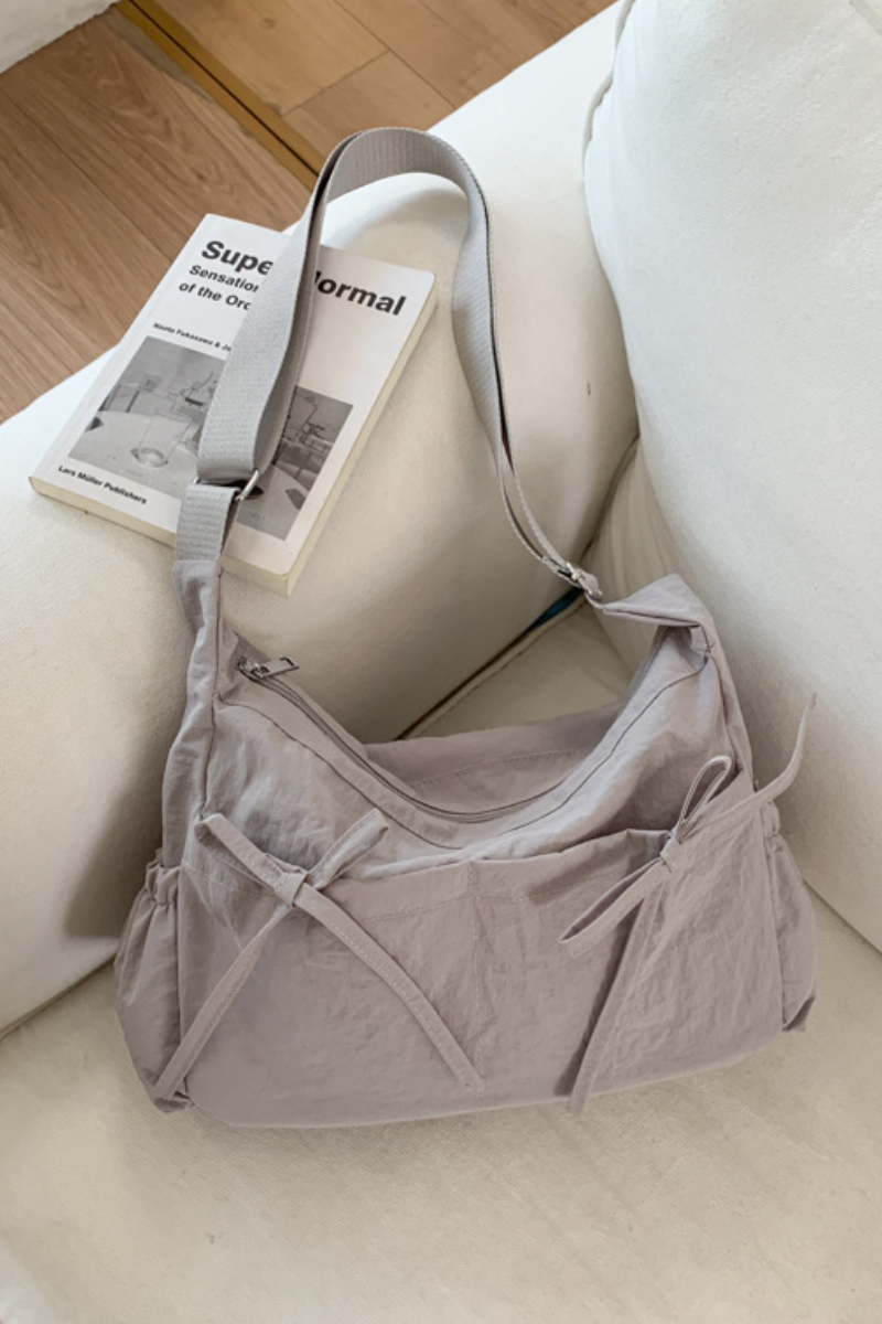 Unisex All Season Solid Bow Large Hobo Crossbody Bag