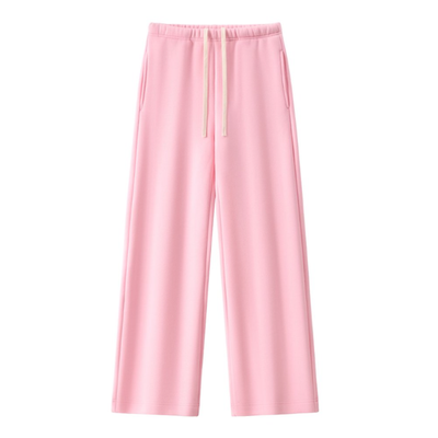 Unisex Spring Cotton Wide-Leg Drawstring Pocket Sweatpants