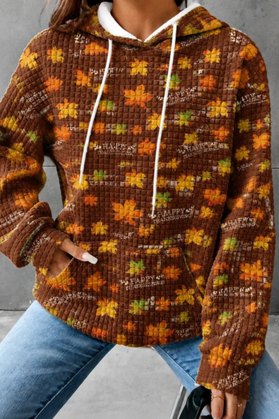 Unisex Fall Clothing Halloween Waffle Knit Graphic Hoodie