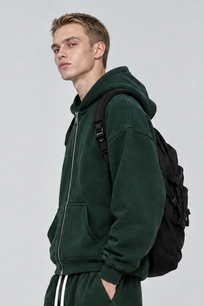Men Fall Clothing Heavy Terry Double-Zip Pocket Hoodie