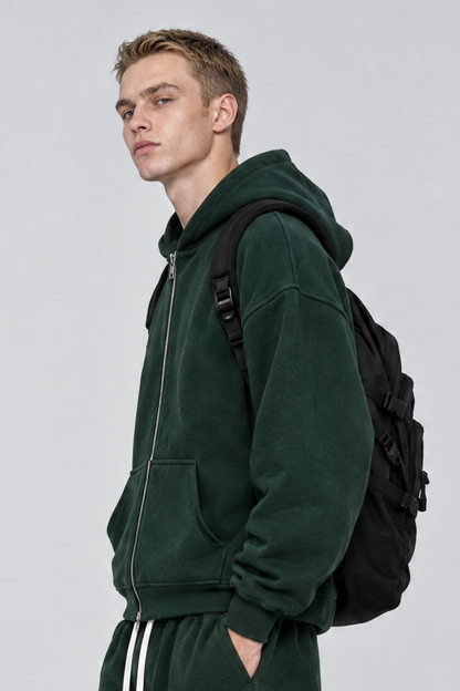 Men Fall Clothing Heavy Terry Double-Zip Pocket Hoodie