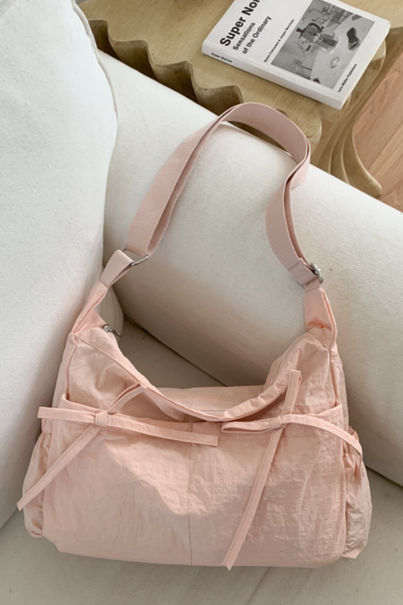 Unisex All Season Solid Bow Large Hobo Crossbody Bag