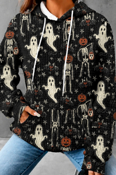 Unisex Fall Clothing Halloween Waffle Knit Graphic Hoodie