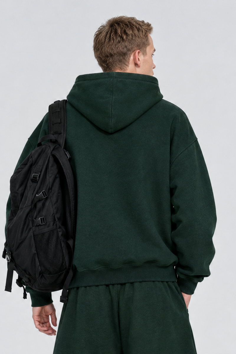 Men Fall Clothing Heavy Terry Double-Zip Pocket Hoodie