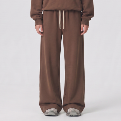 Unisex Spring Cotton Wide-Leg Drawstring Pocket Sweatpants