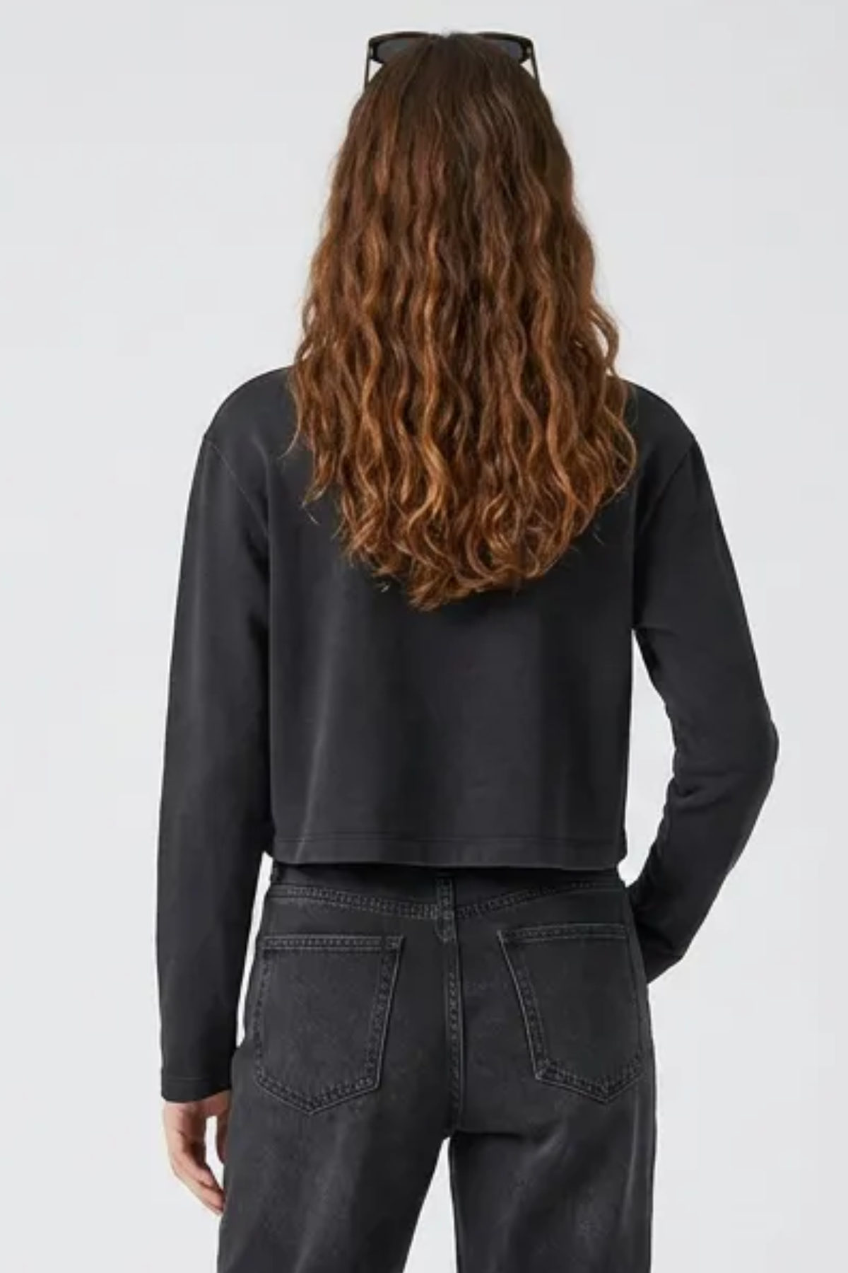 Women's Washed Raw Cut Patchwork Boxy Crewneck Sweatshirt