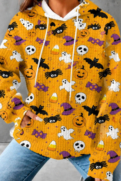 Unisex Fall Clothing Halloween Waffle Knit Graphic Hoodie
