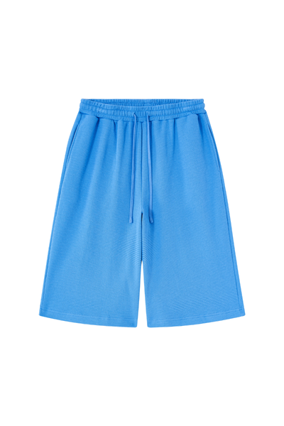 Unisex Summer Waffle Knit Drawstring Knee Length Shorts