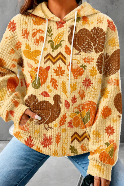 Unisex Fall Clothing Halloween Waffle Knit Graphic Hoodie