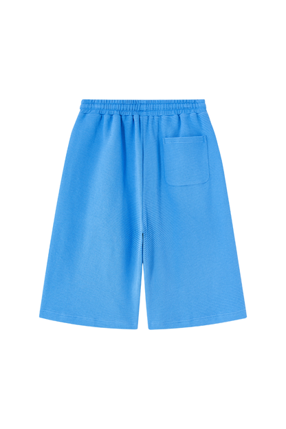 Unisex Summer Waffle Knit Drawstring Knee Length Shorts