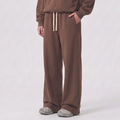 Unisex Spring Cotton Wide-Leg Drawstring Pocket Sweatpants