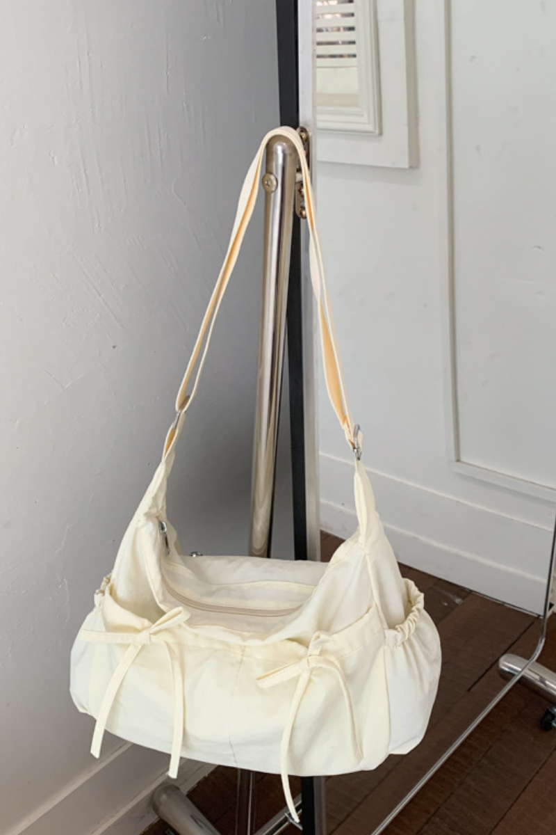 Unisex All Season Solid Bow Large Hobo Crossbody Bag