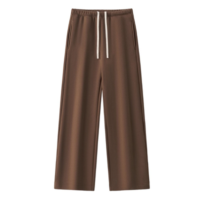Unisex Spring Cotton Wide-Leg Drawstring Pocket Sweatpants