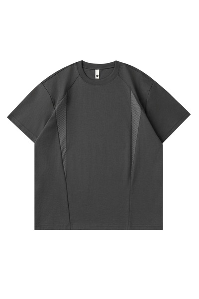 Men's Summer Raglan Mesh-Panel Oversized Athletic T-Shirt