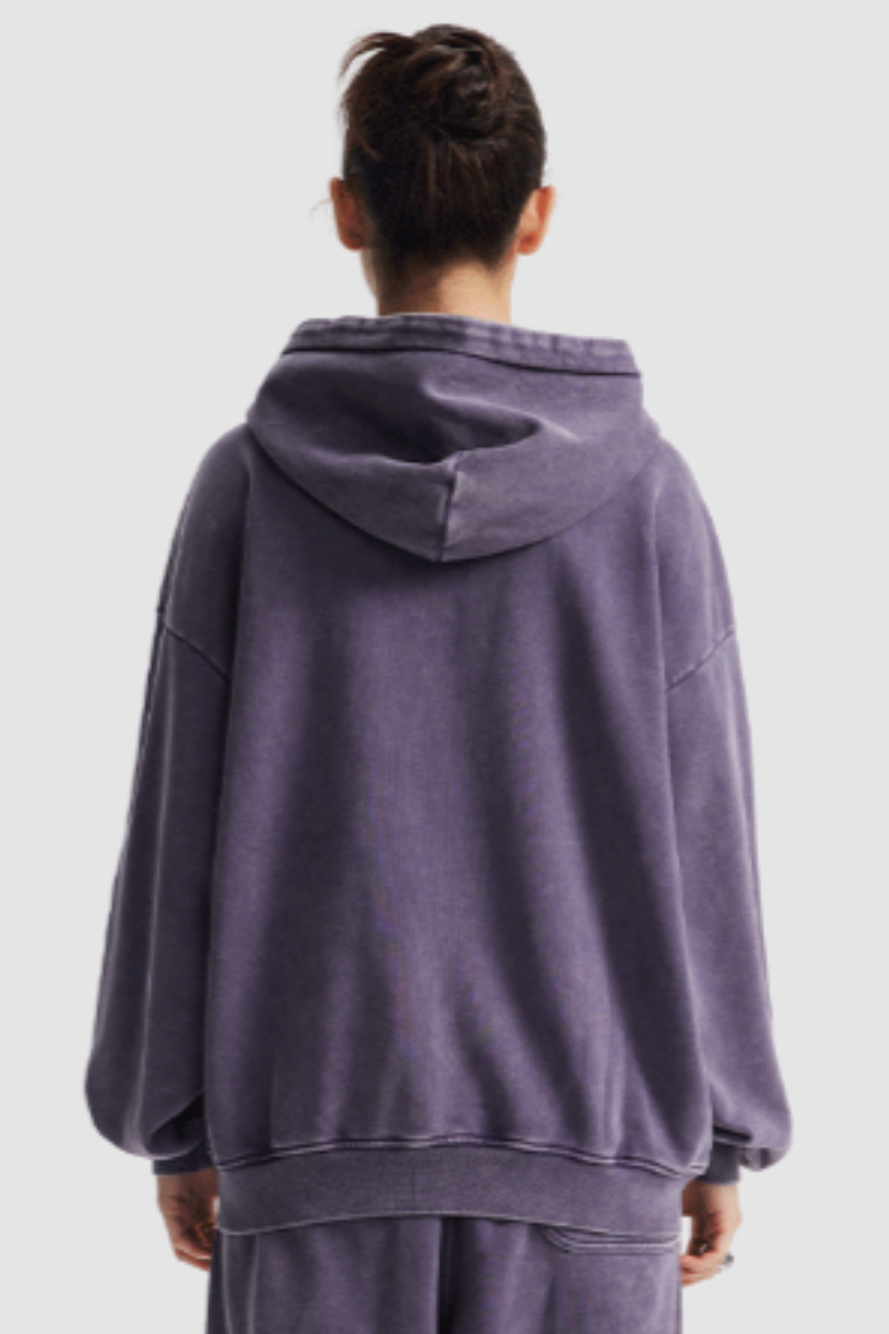 Women's Cotton Washed Distressed Front Pocket Hooded Jacket