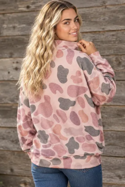 Women Fall Clothing Western Camo Mock Neck Sweatshirt