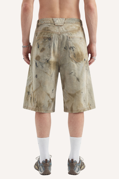 Men's Summer Retro High Street Mud Denim Cityboy 7/8 Shorts