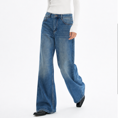 Women's Vintage Wash High Waist Straight Leg Jeans