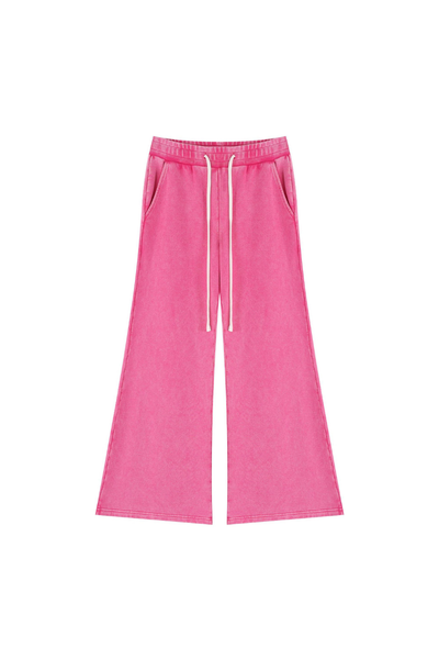 Unisex Fall 400gsm Cotton Washed Wide Leg Flare Sweatpants