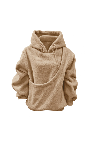 Women Fall Clothing Alpaca Fleece Pet Pocket Hoodie