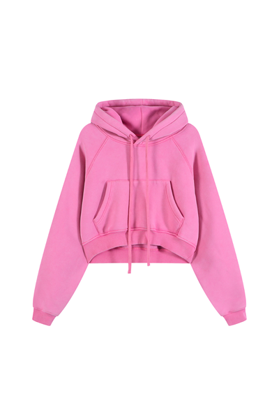 Women Fall Clothing Fleece Lined Washed Cropped Hoodie