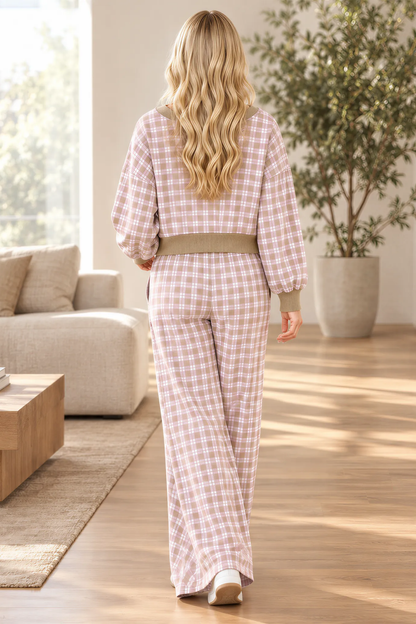 Women's Fall Polka Dot Colorblock Loose Two Piece Set