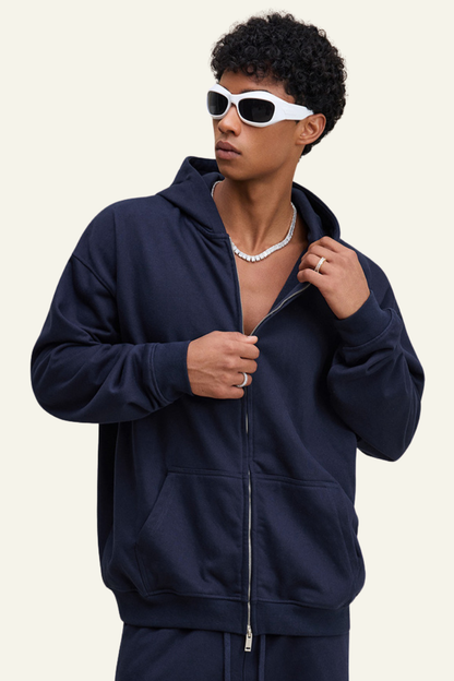 Men's Streetwear Full Zipper Hooded Jacket