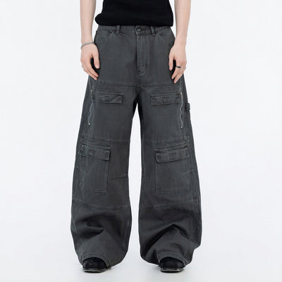 Men's Spring Multi-Pocket Cargo Wide-Leg Pants