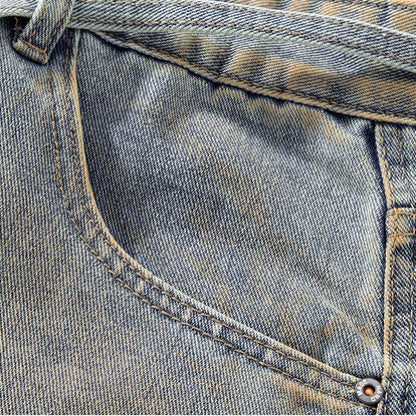 Men's Summer Heavy Ripped Vintage Washed Baggy Denim Shorts