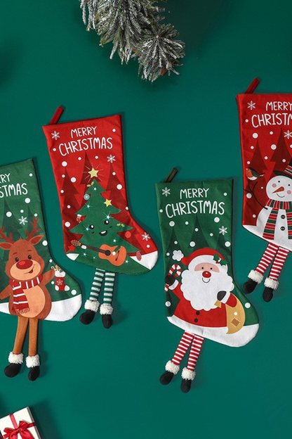 Christmas Santa Snowman Socks Fireplace Hanging Decor