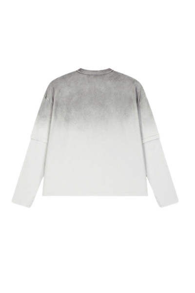 Men Fall Gradient Distressed Layered Long Sleeve Top