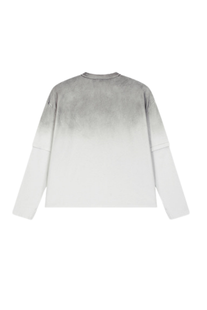 Women Fall Gradient Distressed Layered Long Sleeve Top