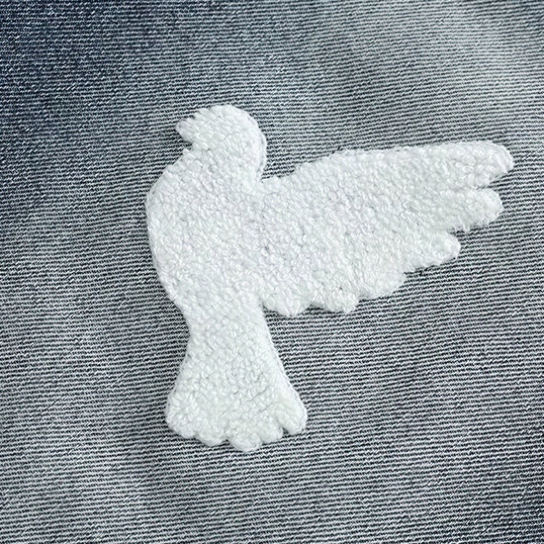 Men's Spring Dove Embroidered Baggy Wide Leg Denim Jeans