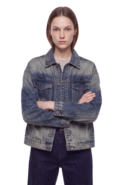 Women's Classic Relaxed Volume Fit Vintage Wash Denim Jacket