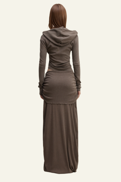 Women's Slim Fit Set:Long Seelve Top & Maxi Skirt