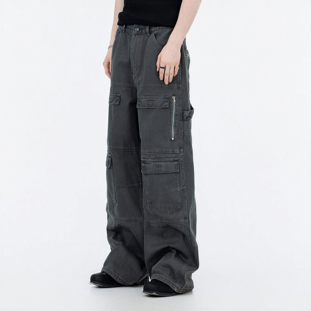 Men's Spring Multi-Pocket Cargo Wide-Leg Pants