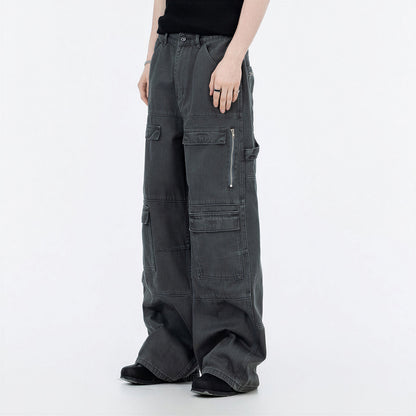 Men's Spring Multi-Pocket Cargo Wide-Leg Pants
