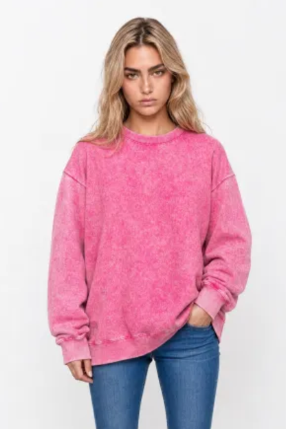 Women Fall Washed Vintage Drop Shoulder Sweatshirt
