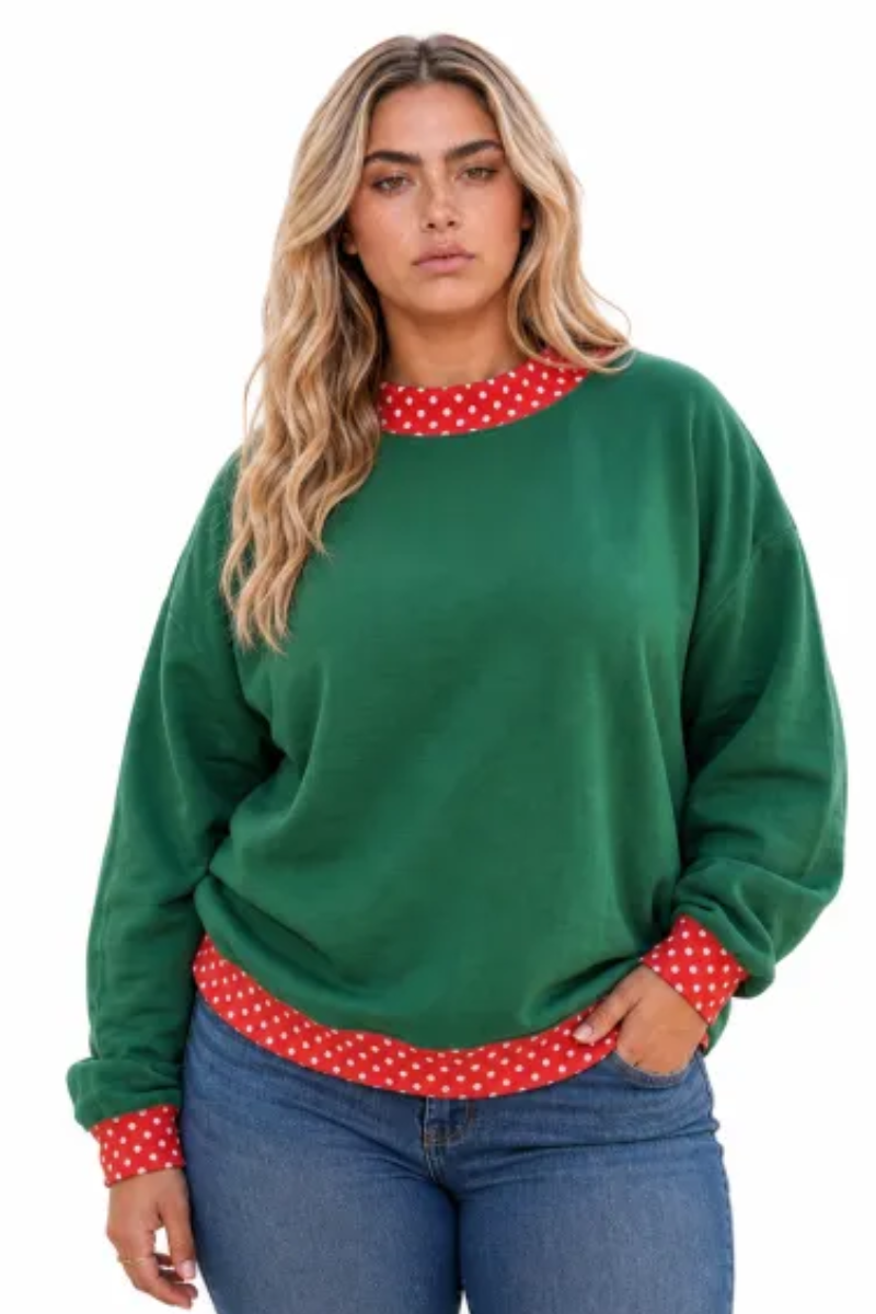 Women Fall Plus Size Contrast Drop Shoulder Sweatshirt