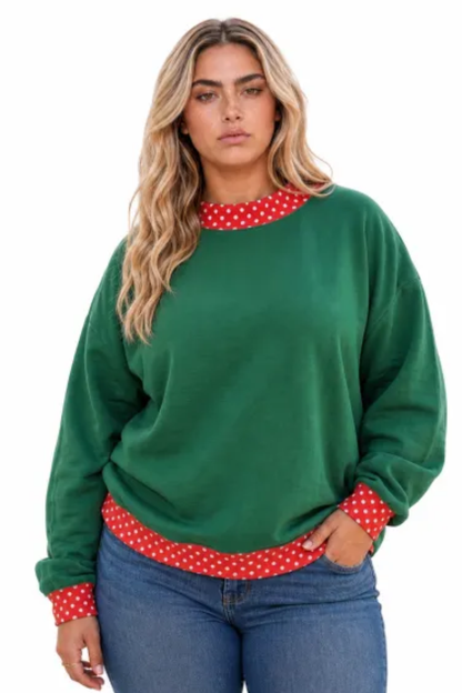 Women Fall Plus Size Contrast Drop Shoulder Sweatshirt