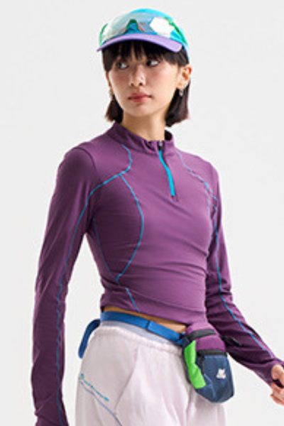 Women's Outdoor Run Quick Dry Long Sleeve Crop Zip Top