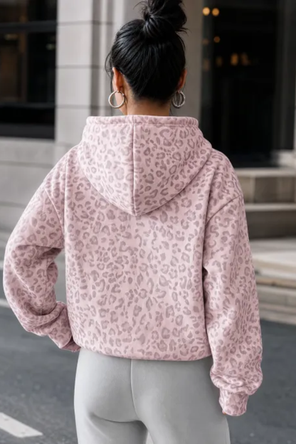 Women Fall Clothing Leopard Print Oversized Hoodie