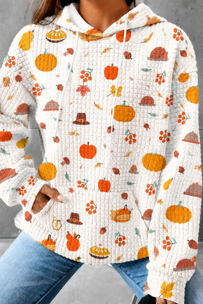 Unisex Fall Clothing Halloween Waffle Knit Graphic Hoodie