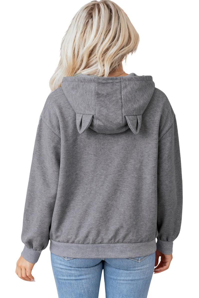 Unisex All Season Cat-Ear Drawstring Pet Pocket Hoodie