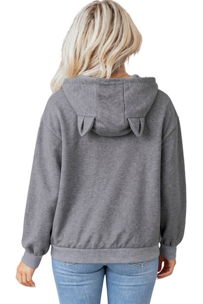 Unisex All Season Cat-Ear Drawstring Pet Pocket Hoodie
