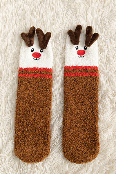 Women's Christmas Non Shedding Coral Fleece Elk Socks
