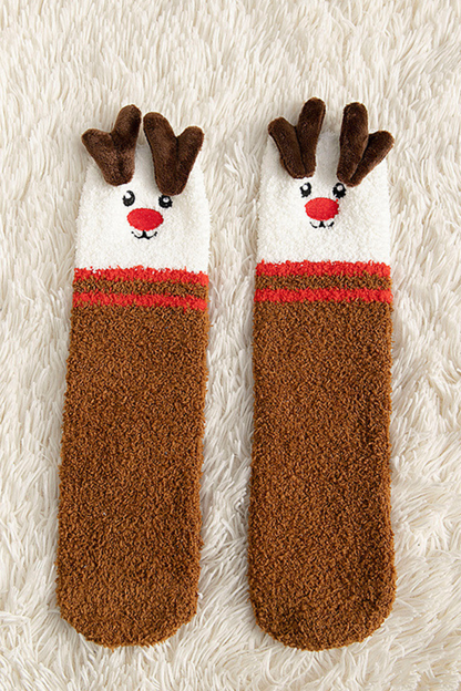 Women's Christmas Non Shedding Coral Fleece Elk Socks